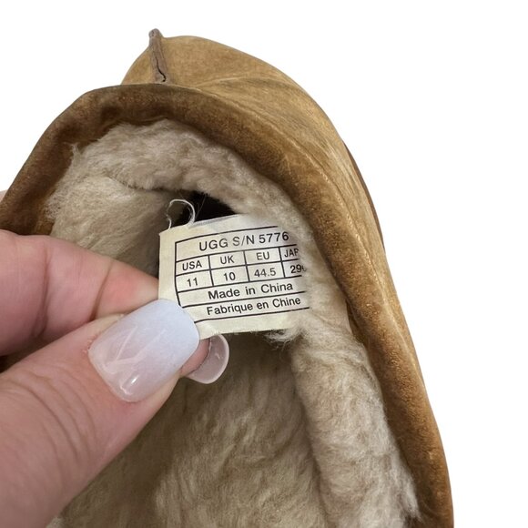 Ugg Australia Pearle Chestnut Brown Suede Sheepskin Men's Slippers Mules sz11 - Picture 10 of 13